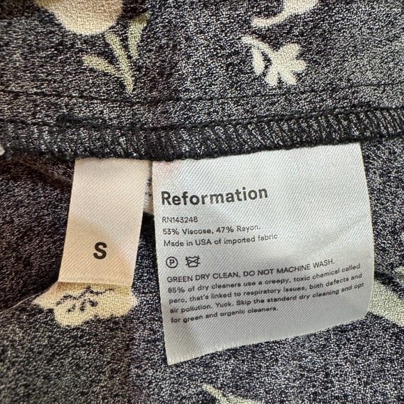 Reformation Lily of the Valley Wrap Blouse S Black Puff Sleeve Cottagecore - Picture 6 of 6